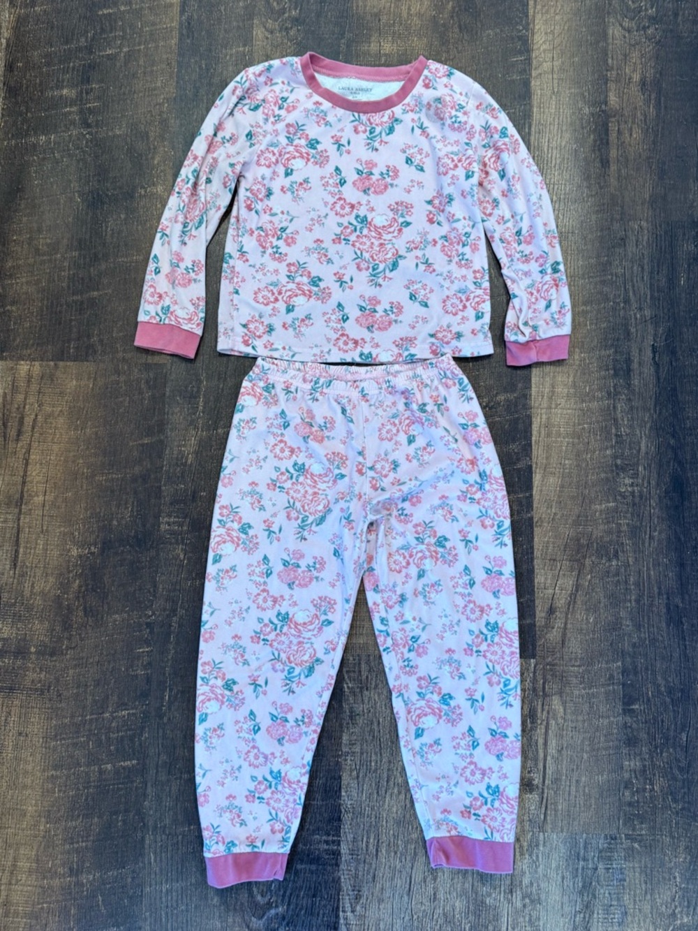 Laura Ashley Pink Floral Long-Sleeve Kids Pajama Set